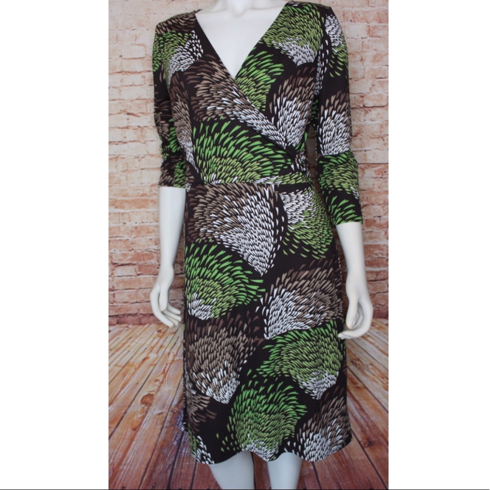 Ann Taylor LOFT | Abstract Faux Wrap V-Neck Dress